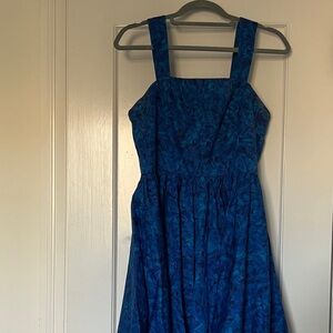 Chelsea28 Navy and Teal Floral Square-Neck Midi Dress